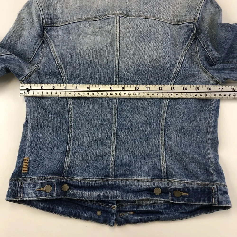Paige Vermont medium wash denim jean jacket Medium lightly distressed - Picture 10 of 14